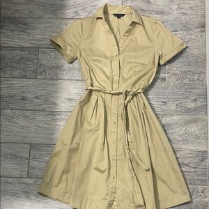 Brooks Brothers Beige Midi Shirt Dress with pockets! Size 4